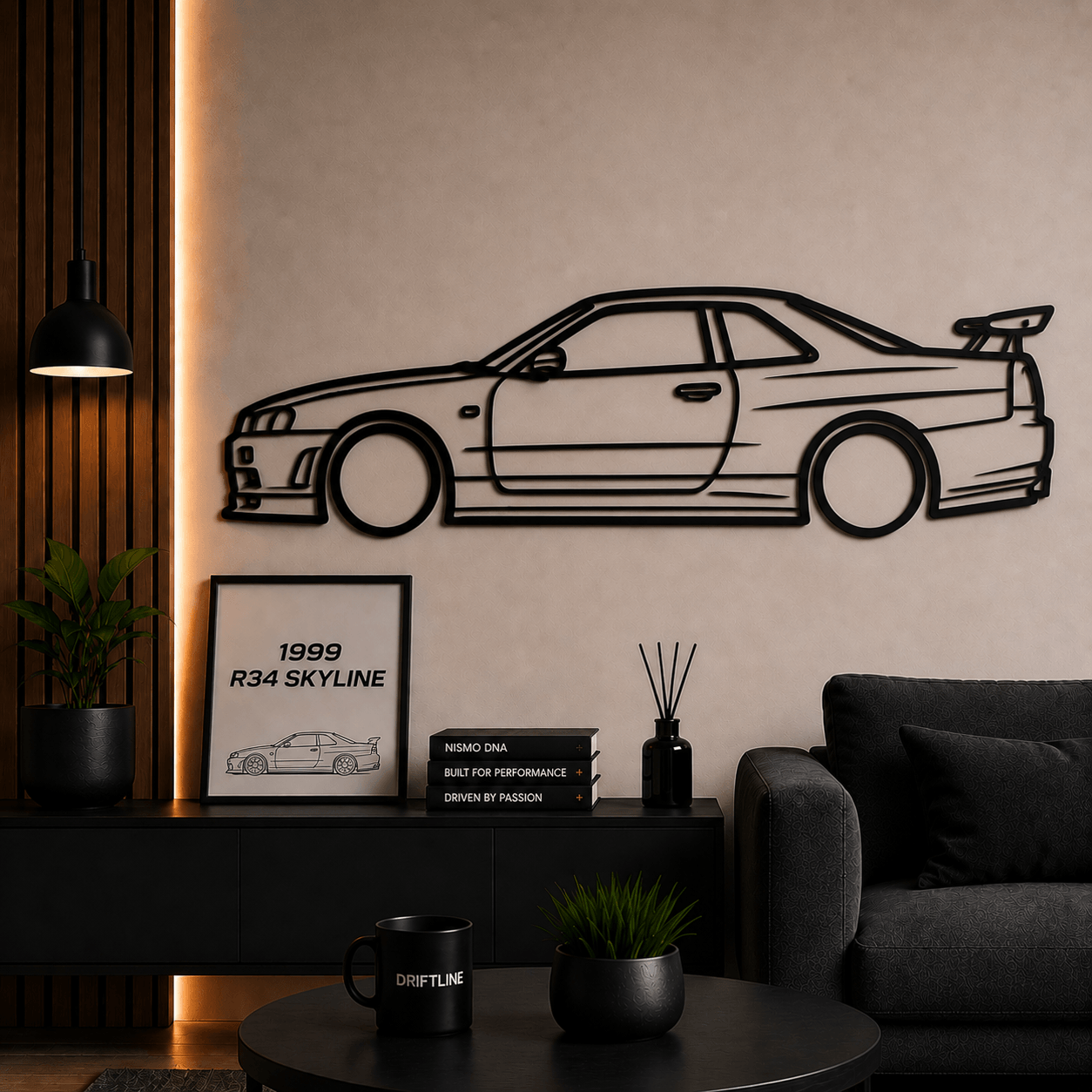 1999 R34 Skyline Siluetă Auto Minimalistă