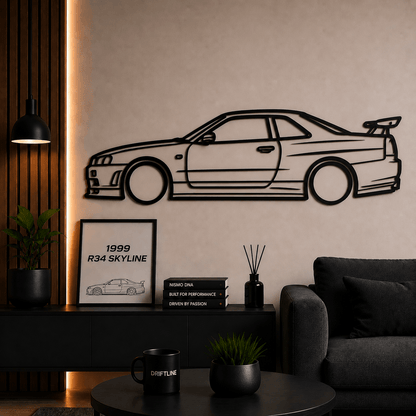 1999 R34 Skyline Siluetă Auto Minimalistă