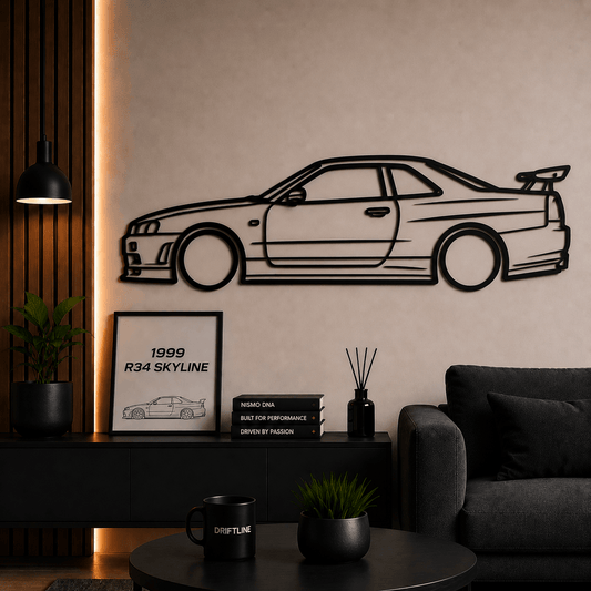 1999 R34 Skyline Siluetă Auto Minimalistă